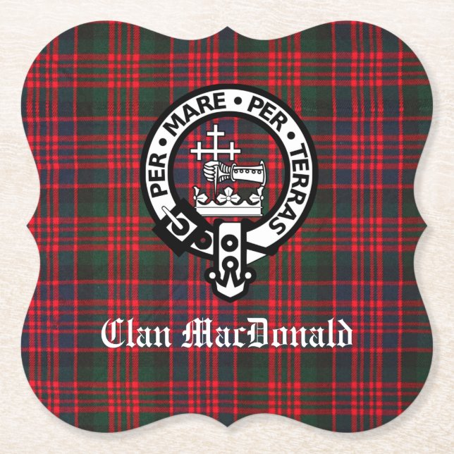 Posavasos De Papel Clan MacDonald Escudo y Tartán moderno (Anverso)