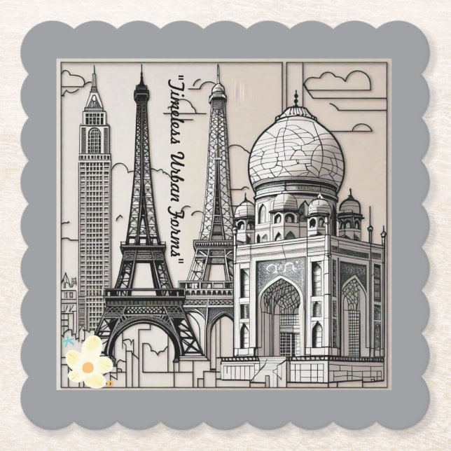 Posavasos De Papel "Claridad de Cityscape" (Anverso)
