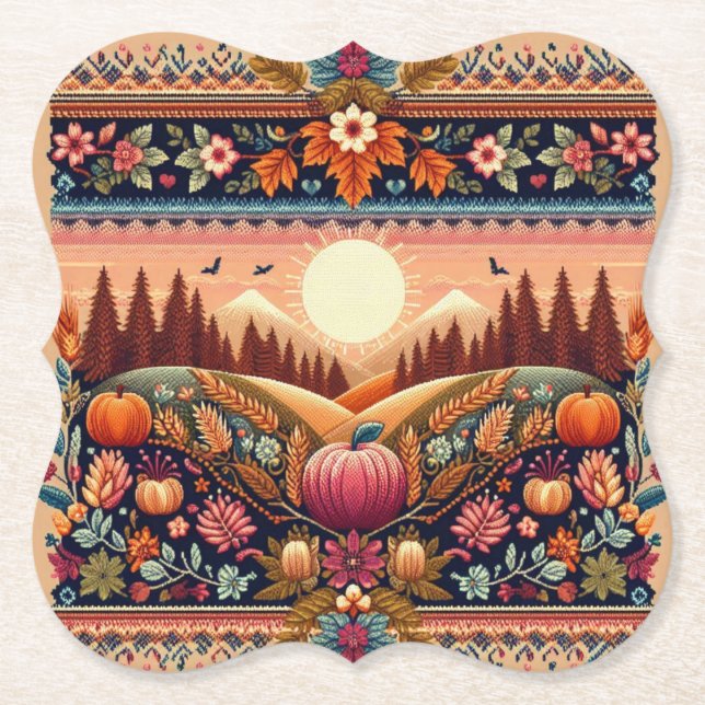 Posavasos De Papel Clásica Fair Isle Fall/Otoño (Anverso)