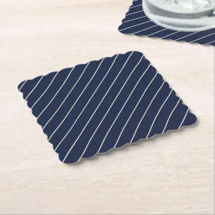 Posavasos De Papel Clásico Azul Marino Svelte Marfil Rayas Finas