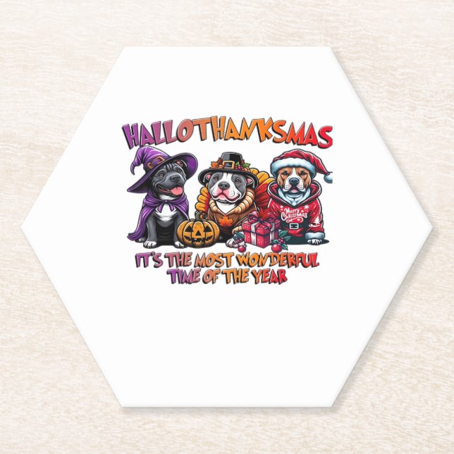 Posavasos De Papel Clásico de Navidades de Acción de Gracias de Pit B (Anverso)