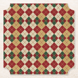 Posavasos De Papel Clásico, patrón argyle de Navidad/invierno