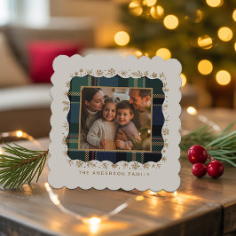 Posavasos De Papel Classic Christmas Plaid Photo Template ID1141B