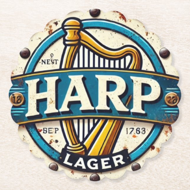 Posavasos De Papel Classic Harp Lager Beer Logo Round (Anverso)