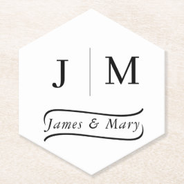 Posavasos De Papel Classic Monogram Wedding Calligraphy line