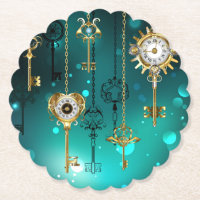 Claves de esqueleto antiguas sobre fondo verde