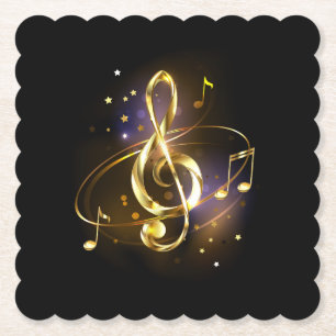 Posavasos De Papel Clef de sol de música dorada