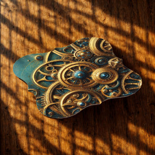 Posavasos De Papel Clockwork Gold y Verde azulado