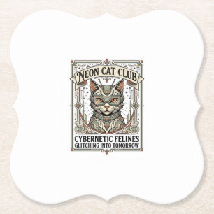 Posavasos De Papel Club de gatos neon gato ciberpunk arte vectorial v