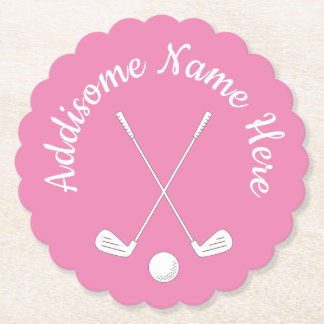 Posavasos De Papel Club de golf Monogramado Pink White