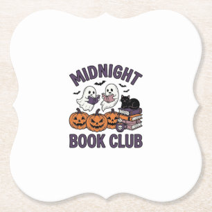 Posavasos De Papel Club de lectura de Halloween de Medianoche Diseño_