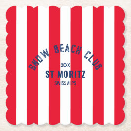 Posavasos De Papel Club de Playa de Nieve Cabaña Roja a Rayas Destino