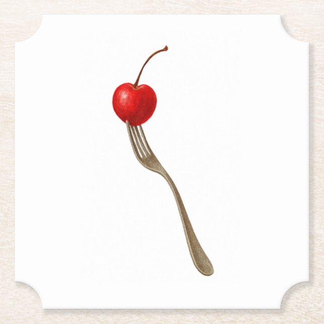 Posavasos De Papel Coaster de Cereza (Anverso)