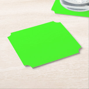 Posavasos De Papel Coaster de papel verde neón moderno – Personalizab