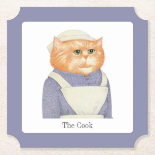 Posavasos De Papel Coasters de papel de billete CAT COOK + texto