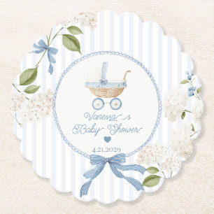 Posavasos De Papel Cochecito de Bebé Vintage Rayas Francesas Shower d