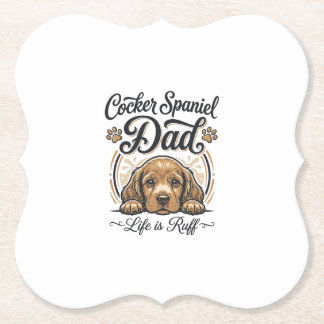 Posavasos De Papel Cocker Spaniel Dad Life Is Ruff Vintage Dog Shirt_