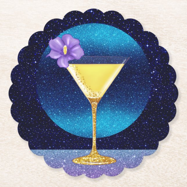 Posavasos De Papel Cocktail Blue Moon (Anverso)