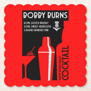 Posavasos De Papel Cóctel de whisky Bobby Burns escocés