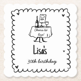 Posavasos De Papel Cóctel Hand Drawn Scribble 30, 40 cumpleaños