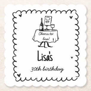 Posavasos De Papel Cóctel Hand Drawn Scribble 30, 40 cumpleaños