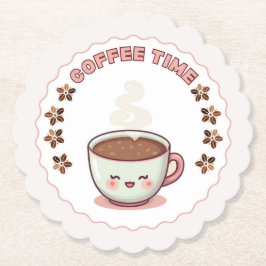 Posavasos De Papel Coffee Time Cute Kawaii Coffee Cup Coaster