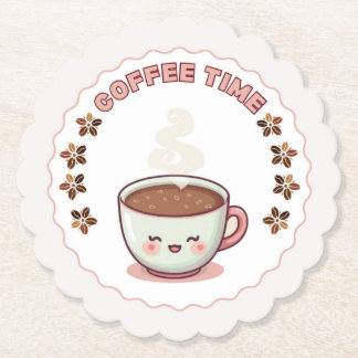 Posavasos De Papel Coffee Time Cute Kawaii Coffee Cup Coaster