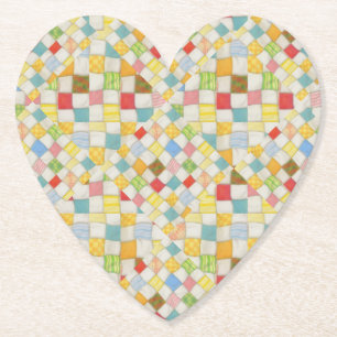 Posavasos De Papel COLCHA MOSAICO Coasters de Papel Corazón