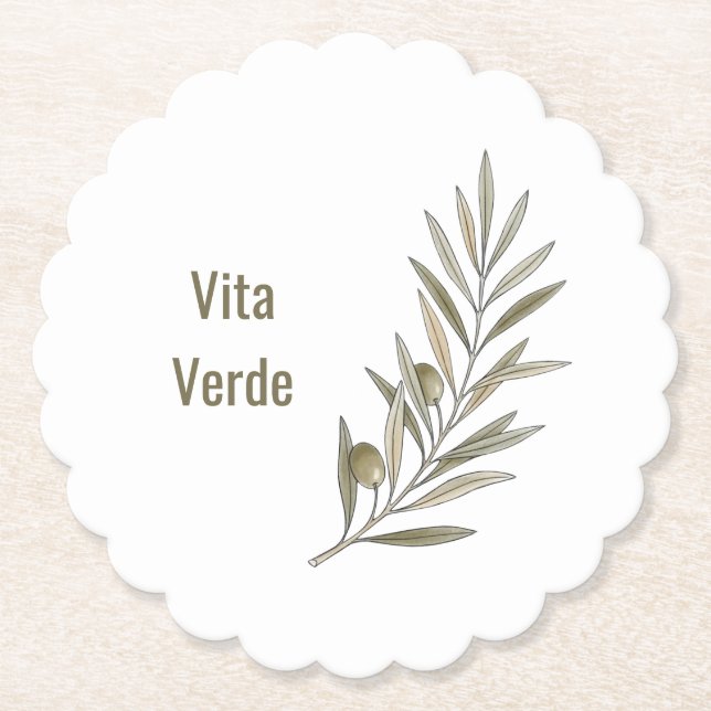 Posavasos De Papel Colección Vita Verde Blanco (Anverso)