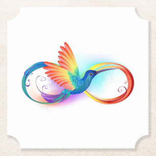 Posavasos De Papel Colibrí arcoiris con símbolo Infinity