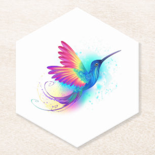 Posavasos De Papel Colibrí arcoiris exótica