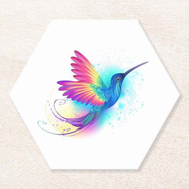 Posavasos De Papel Colibrí arcoiris exótica (Anverso)