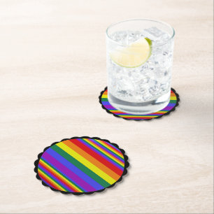 Posavasos De Papel Colores del Orgullo LGBT negros