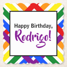 Posavasos De Papel Colorido arcoiris cruza franjas cumpleaños