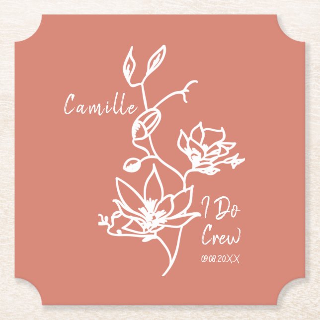 Posavasos De Papel Colorido Rustic I Do Crew Bridesmaid (Anverso)