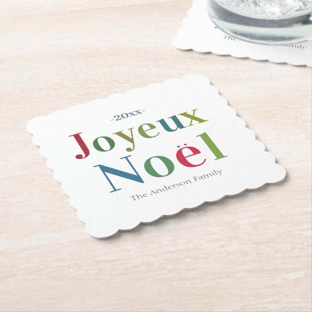 Posavasos De Papel Coloridos Navidades franceses de Joyeux Noel (En perspectiva)