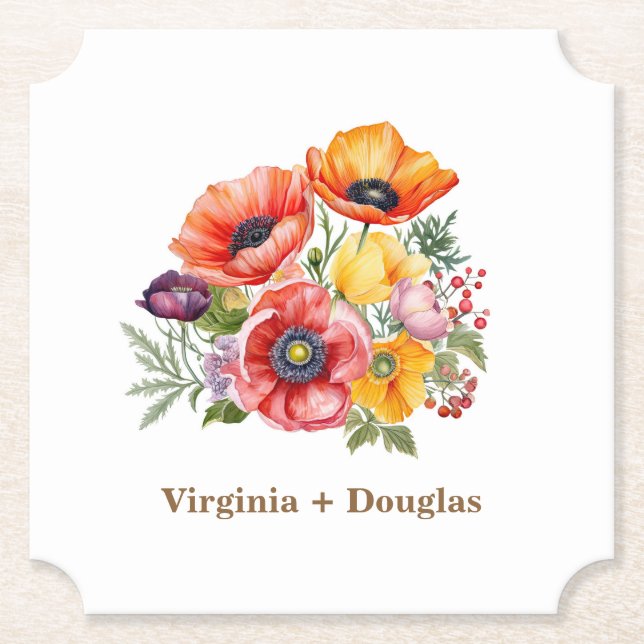 Posavasos De Papel Coloridos pasteles Bodas Coasters (Anverso)