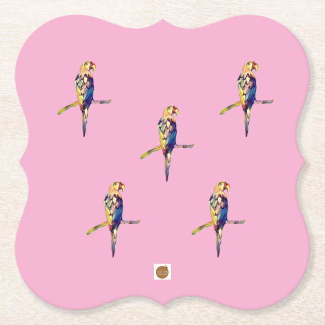 Posavasos De Papel Colourful Parrot Coaster (Anverso)