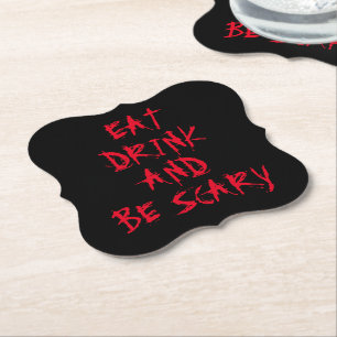 Posavasos De Papel Coma algo y sé una fiesta de Halloween con sangre