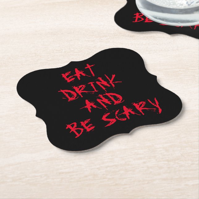 Posavasos De Papel Coma algo y sé una fiesta de Halloween con sangre  (En perspectiva)