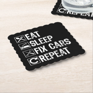 Posavasos De Papel Come Dormir Reparar Coches Repetir Funny Mechanic 