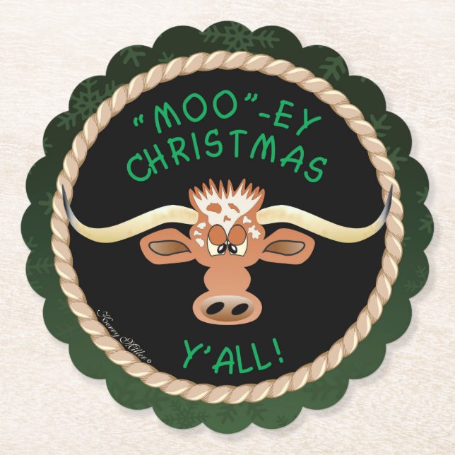 Posavasos De Papel Comical Longhorn Steer (Anverso)