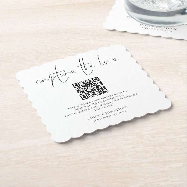 Posavasos De Papel Compartir código QR de foto Capturar al Boda de am (En perspectiva)