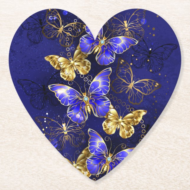 Posavasos De Papel Composición con mariposas de zafiro (Anverso)