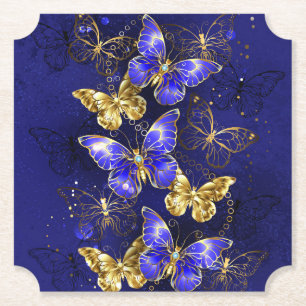 Posavasos De Papel Composición con mariposas de zafiro