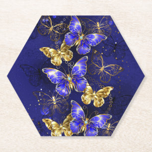Posavasos De Papel Composición con mariposas de zafiro