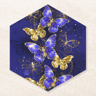 Posavasos De Papel Composición con mariposas de zafiro