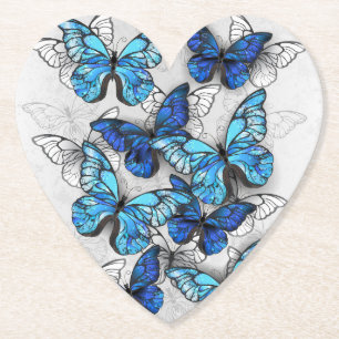 Posavasos De Papel Composición de las mariposas blancas y azules