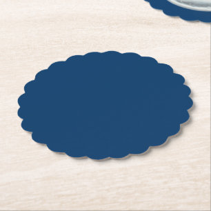 Posavasos de papel con borde ondulado azul mediano