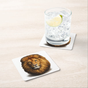 Posavasos de papel con cara de león   Bebida de an